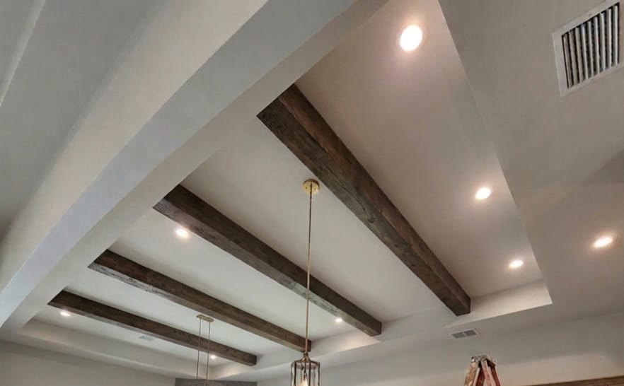Faux wood ceiling beams installed in an Orlando great room